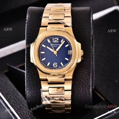 Copy Patek Philippe Nautilus Women's Yellow Gold and Blue